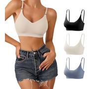 DEANGELMON Lot de Plusieurs Soutiens-Gorge rembourrés sans Couture à Bretelles réglables pour Tous Les Jours, Noir, Bleu, Abricot, Taille M