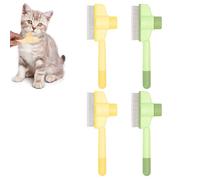 DEANKEJI 4 Pièces Brosse Attrape Poils pour Chat, 2 Couleurs Peigne Puces Chat, ABS + Acier Inoxydable Peigne a Puce Chats, avec Bouton de Déclenchement, Peigna Anti Puce, pour Chiens et Chats
