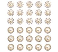 DEANKEJI Bouton Couture, 30 Pièces 25 mm Pearl Rhinestone Buttons, Rond Bouton-Strass à Coudre, 2 Styles Boutons DIY, Convient pour Maison, Magasin de Vêtements
