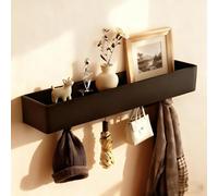 DEANKEJI Crochet Porte Manteau Mural de 43,5 cm, avec étagère et 5 Crochets Cachés, Crochets Adhesifs Muraux, Patère Murale Convient pour la Chambre, Le Couloir et Le Salon