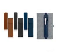 DEANKEJI Lot de 6 Pochettes en Cuir Etui Stylo, Bande Élastique Réglable Porte Stylo, Pochettes à Stylo en Cuir PU Adaptées aux Cahiers, Livres, Agendas, Dossiers