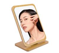 DEANKEJI Miroir a Poser, Bois Petit Miroir sur Pied, Angle Réglable Miroir Portable, Base en Bois Miroir Maquillage, pour Chambre, Salle de Bain, Bureau, École