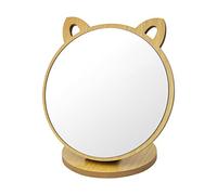 DEANKEJI Miroir de Maquillage, Petit Miroir Forme Oreille de Chat Créative, Réglable Angle Miroir Pliable, Miroirs de Table avec Base en Bois, Style Mignon pour Chambre Salon