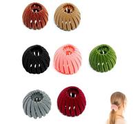 DEANKEJI Pince à Cheveux Nid D'oiseau, 7 Pièces Pince à Cheveux Vintage, Couleurs Mélangées, Floqué Pince Chignon, Taille Réglable, pour Queue Cheval Haute, Cheveux Bouclés, Cheveux Longs