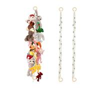 DEANKEJI Range Doudou, 2 Pièces Hamac Peluche, avec 2 Anneaux en Bois et 40 Clips, 2 Mètres Chaîne de Rangement pour Jouets, Filet Rangement Jouet, pour Ranger Photos, Jouets