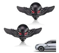 DEANKEJI Totenkopf Aufkleber Auto 2 Stück Motorrad Sticker, Dreidimensionale Autoaufkleber, Personalisierte Autoaufkleber, Flügel Totenkopf Emblem Aufkleber für Autos und Motorräder