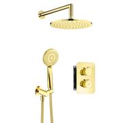 Deante Arnika ensemble de douche encastré avec thermostat avec douche pluie doré BXYZGEBT