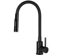 Küchenarmatur mit flexibler Auslauf, 2 Strahlarten, schwarz, Luno