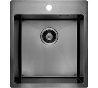 Deante Olfato évier en acier inoxydable avec siphon 50.5x45 cm graphite ZPO_D10A
