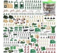 deAO 303 Pièces Set de Jeu Militaire Sac Rangement et Accessoires Bataille | Soldats, Figurines Militaires, Tanks, Avions, Drapeaux, Jeux d'Action et de Soldat, Créativité des Enfants, Dès 3 Ans