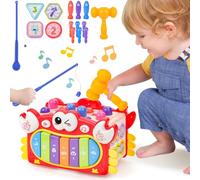deAO 6 en 1 Apprentissage Précoce Cube d'activité, Jouet pour Bébé Forme Classificateur Piano Clavier Lumineux Musique, Jouet Educatif Bébé, Jouet Cadeau pour Enfant Garçon Fille