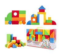 deAO Blocs de Jeu de Construction en Mousse Multicolores 131 Pièces | Mousse Souple sans Bords Durs, Couleurs et Formes Variées, Reconnaissance Couleurs/Formes, Jeu de Construction, 3+ Ans