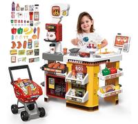 deAO Caisse Enregistreuse Enfants, 65Pcs Supermarché Chariot Scanner Sonore