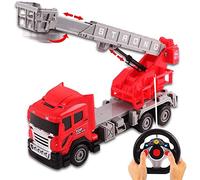 deAO Camion Pompier Telecommande avec Lumineux, Véhicule avec Echelle Télescopique, 4 Canaux, Rapport 1:8, Voiture Télécommandée pour Enfants, Jouet Enfant 3 4 5 6 Ans