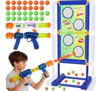 deAO Cible de Tir Mobile pour Enfants avec 2 Pistolets et 30 Balles Mousse | Mousse Eva Non-Toxique, 2 Modes (Statique/Dynamique), Extérieur/Intérieur, 3+ Ans, Cadeau Créatif Pour Jardin, Jeu En Famille