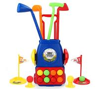 deAO Ensemble de Golf pour Tout-Petit, Valise de Golf pour Enfants, Jouets de Sport d'intérieur et d'extérieur avec 6 Balles, 4 Clubs, 2 Trous, Golf pour Garçons et Filles de 1, 2, 3, 4, 5 Ans