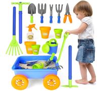 deAO Ensemble de Jardinage avec Brouette Enfants, Pelle, Râteau, Pots de Plantes, Arrosoir, 14PCS Kit de Jeu avec Outils de Jardinage pour Enfants, Set d'outils de Jardinage 3 Ans +, Cadeau Enfant