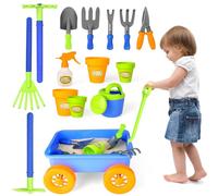 deAO Ensemble de Jardinage avec Brouette Enfants, Pelle, Râteau, Pots de Plantes, Arrosoir, 15PCS Kit de Jeu avec Outils de Jardinage pour Enfants, Set d'outils de Jardinage 3 Ans +, Cadeau Enfant
