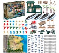 deAO Ensemble de Jeu Militaire, 32 Soldats Miniatures + Chars, Avions de Chasse & Camion Militaire, Jouets Militaires avec Carte, Poste de Commandement et Accessoires de Combat