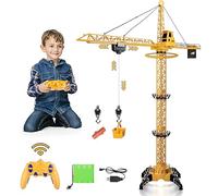 deAO Grue à Tour télécommandée pour Enfants acve 6 canaux, Rotation à 680 ° | RC Crane, Hauteur 1.28 m, Lumières et Sonss, Soulève Jusqu'à 150g, Modèle Die Cast, 2,4 Hz Contrôle Radio Construction Jouet