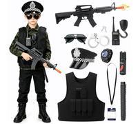 deAO Jeux De Rôle Deguisement Policier Enfant con 12Pcs Accessoires Simulés