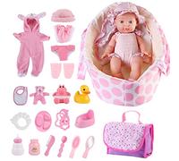 deAO Kit Accessoire Bébé Poupée avec 33cm Poupée avec 2 Vêtements Et Sac