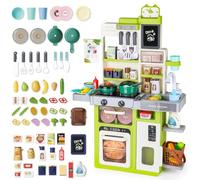 deAO Kit Cuisine pour Enfants,avec Ustensiles De Cuisine,Lumière,Son,Eau,Vapeur D’Eau Imitant La Cuisson,Cuisine Enfant 3 Ans,Taille 22x9x32inch Vert