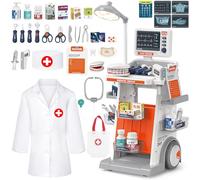 deAO Kit Doctors Medical Centre Jouet avec Lumière, Sons, Blouse De Médecin | Jeux Malette Docteur avec Thermomètre, Stéthoscope et Sac à Main, Kids Jeu de Rôle, Accessoires Fonction de simulation