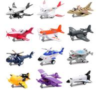 deAO Kit Superbe de 12 Avions à Réaction par Friction - Collection d'Hélicoptères, Bombardiers Furtifs & Avions de Combat - Cadeau de Noël Parfait et Portable pour Garçons de 3, 4, 5, 6, 7, 8 Ans+