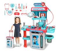 deAO Malette Docteur Enfant avec Lumière et Sons, Stéthoscope, Thermomètre | Kit du Docteur Médicale Jouet avec Stéthoscope, Doctors Kids Medical Centre, Jouet d'Imitation et Cadeau, Jeu de Rôle Médecin