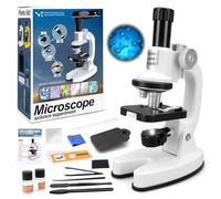deAO Microscope Enfant Jouet, Ensemble Lames, Support de Téléphone, Filtres | LED Science Microscope pour Enfants Débutants Scientifique Experience, 200X, 600X, 1200X, Jouets Sciences Éducatives Cadeaux
