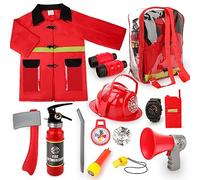 deAO Set De Costume De Deguisement Pompier avec Casque Pompier, Extincteur | Costume Deguisement Pompier Enfants Avec Extincteur Cosplay Halloween, Accessoires pour Enfants 3-10 Ans, Les Fêtes Costumées