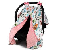 Dear Baby Gear Auvent de siège auto avec ouverture à bouton-pression pour filles - Couverture d'allaitement - 94 x 73,7 cm (aquarelle cactus floral, corail)