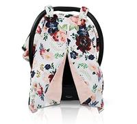 Dear Baby Gear Auvent floral de siège auto pour bébé avec ouverture à bouton-pression - Housse de siège auto pour nouveau-né et tout-petit - Housses d'allaitement - Motif floral bordeaux et bleu
