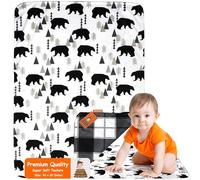 Dear Baby Gear Couverture pour bébé Deluxe - Imprimé Minky - Double couche - Ours noir - Plaid Minky noir et gris - 96,5 x 73,5 cm