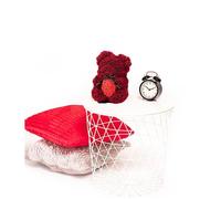 DEAR BEAR grand ours en Peluche Avec Roses 25cm bordeaux avec un coeur rouge