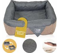 DEAR DARLING DD-06 Lit de luxe pour chien Lit pour chat Marron Anthracite Taille S 40x40cm Matelas Mousse à mémoire de forme Lits pour animaux Panier pour chats Panier pour chiens Besoins des animaux