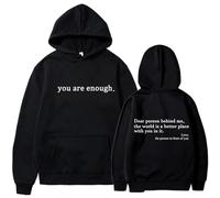 Dear Person Behind Me Hoodie, You are Enough Hoodies Loose Graphic Sweatshirts for Women, You Matter Sportswear (V,TTG)