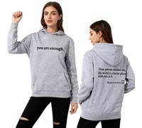 Dear Person Behind Me Hoodie, You are Enough Sweatshirt, Mental Health Hoodie, Fleece Lining, for Women & Men (Grey,TP)
