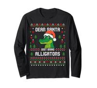 Dear Santa Alligator Ugly Xmas Pull Christmas Gator Christmas Gator Manche Longue