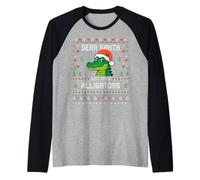 Dear Santa Alligator Ugly Xmas Pull Christmas Gator Christmas Gator Manche Raglan