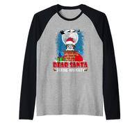 Dear Santa Define Naughty Papillon Dog Funny Christmas Manche Raglan