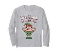 Dear Santa I Can Explain Holiday Christmas Humour Elfe Manche Longue