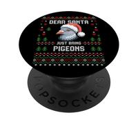 Dear Santa Pigeon Christmas Lover Pull de Noël Moche PopSockets PopGrip Adhésif