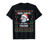 Dear Santa Pigeon Christmas Lover Pull de Noël Moche T-Shirt