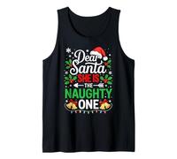 Dear Santa She is The Naughty One Shirt Noël Couples Débardeur