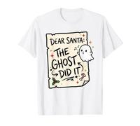 Dear Santa: The Ghost Did Ghostly Antics Chris Holiday Humour T-Shirt Graphique avec Valeur, Homme, Blanc, XL