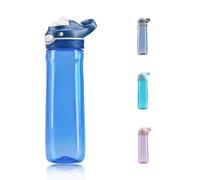 DEARART 750ml Bleu bouteille d'eau, sans paille, facile à nettoyer, tritan matériau Flip buse sans bisphénol A, bouteille d'eau transparente avec poignée, idéal pour voyage/bureau/maison.