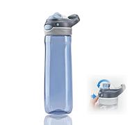 DEARART 750ml gris bouteille d'eau, sans paille, facile à nettoyer, tritan matériau Flip buse sans bisphénol A, bouteille d'eau transparente avec poignée, idéal pour voyage/bureau/travail