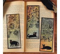 DEARART Lot de 3 marque-pages en forme de chats chanceux avec trois images (6 pièces) - Marqueurs de page mignons pour femmes et enseignants